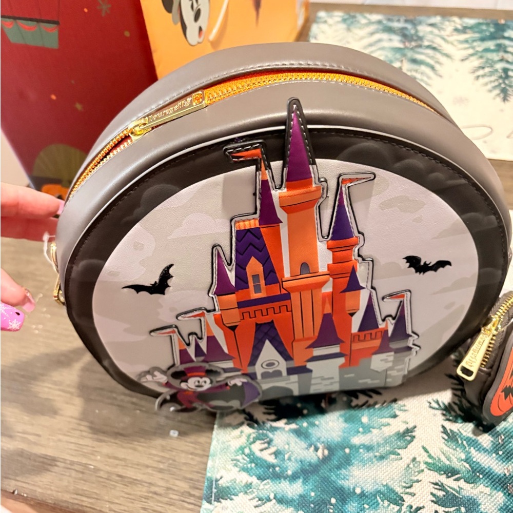Disney Gray and Orange Castle “Mickey not so scary Halloween” bag